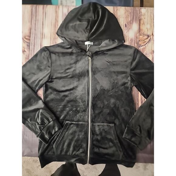 ARSHINER Hoodie Womens‎ Small BUTTERY SOFT Black Velour Velvet Dance Ballet NWOT - Picture 1 of 11